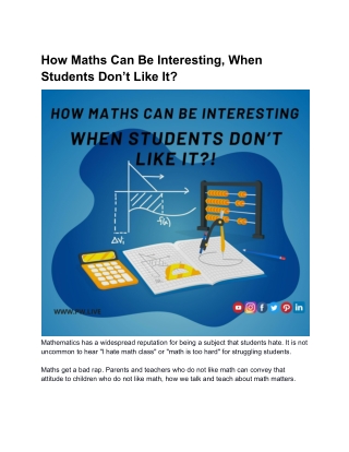 How Maths Can Be Interesting, When Students Don’t Like It (1)