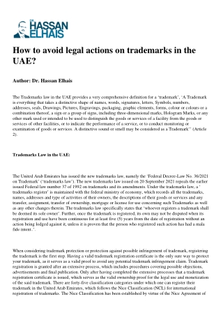 How to avoid legal actions on trademarks in the UAE