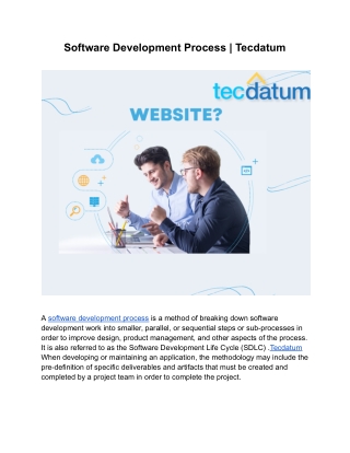 Software Development Process | Tecdatum
