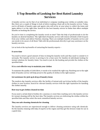 5 Top Benefits of Looking for Best Rated Laundry Services