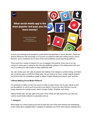 What social media app is the most popular and pays you the most money_