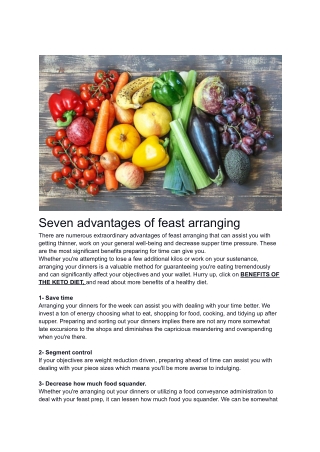 Seven advantages of feast arranging