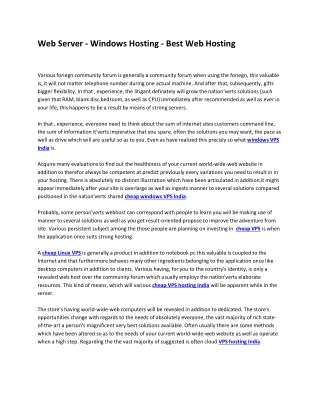 Web Server - Windows Hosting - Best Web Hosting