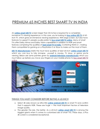 PREMIUM 65 INCHES BEST SMART TV IN INDIA