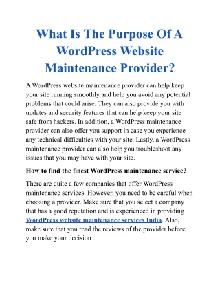 What Is The Purpose Of A WordPress Website Maintenance Provider?