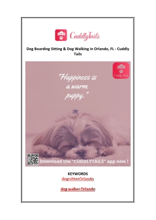 Dog Boarding Sitting & Dog Walking in Orlando, FL - Cuddly Tails