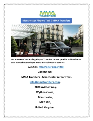 Manchester Airport Taxi | MMA Transfers