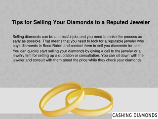 Tips for Selling Your Diamonds to a Reputed Jeweler