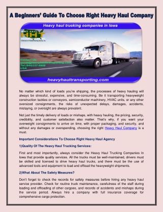 Heavy haul trucking companies in Iowa