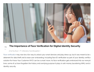 Face Verification Solutions for Digital Identity Security