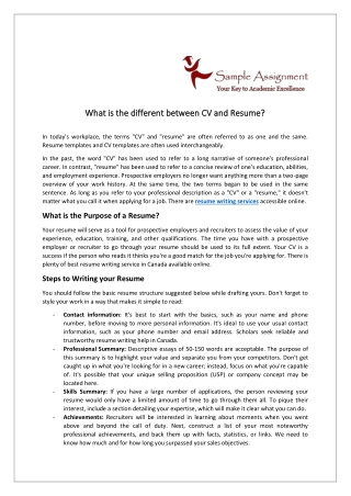 What is the different between CV and Resume