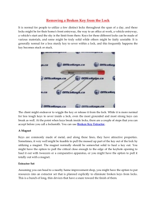 Removing a Broken Key from the Lock