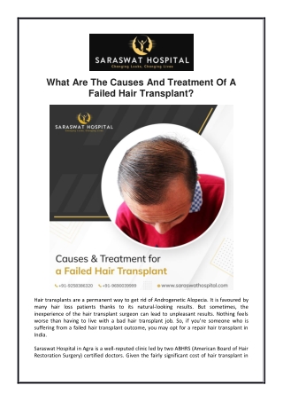 What Are The Causes And Treatment Of A Failed Hair Transplant?