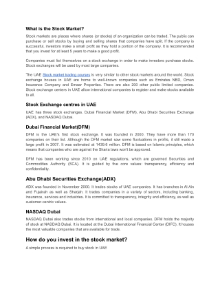 UAE Stock Market – How to Invest in Stock Market_