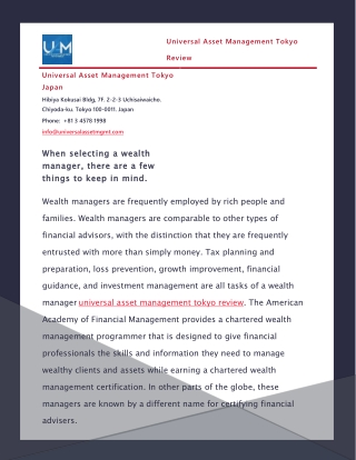 When selecting a wealth manager, there are a few things to keep in mind.