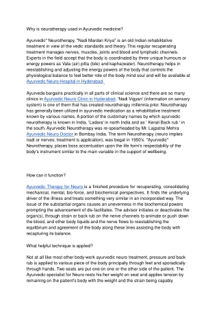 Why is neurotherapy used in Ayurvedic medicine - Google Docs