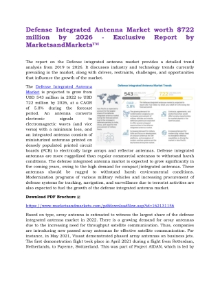 Defense Integrated Antenna Market worth $722 million by 2026 - Exclusive Report