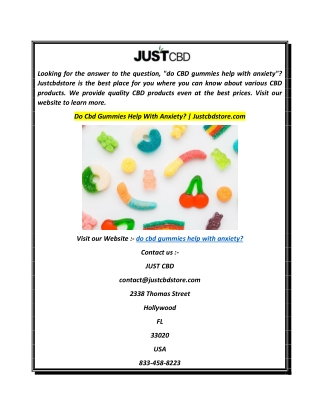 Do Cbd Gummies Help With Anxiety  Justcbdstore.com