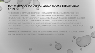 An effective guide to resolve QuickBooks Error OLSU 1013