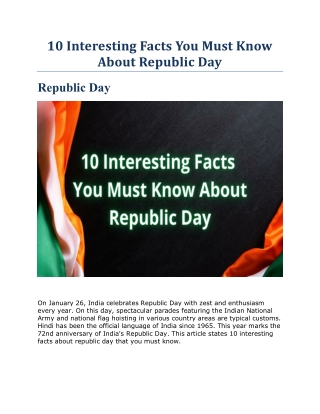 10 Interesting Facts You Must Know About Republic Day