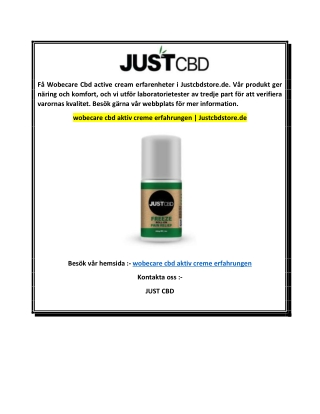 wobecare cbd aktiv creme erfahrungen  Justcbdstore.de