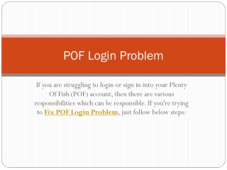 How to Fix POF Login Problem?