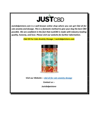 Cbd Oil For Cats Anxiety Dosage  Justcbdpetstore.com
