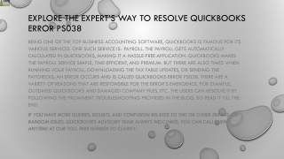 A effective guide to resolve QuickBooks Error PS038