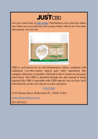 Cbd Cream | Justcbdstore.com