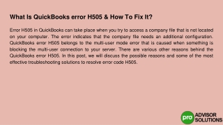 Let's see what is QuickBooks error H505 and how to fix it?