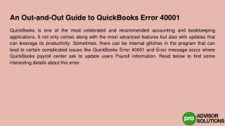 Simple and Effective Guidelines to Rectify QuickBooks Error 40001