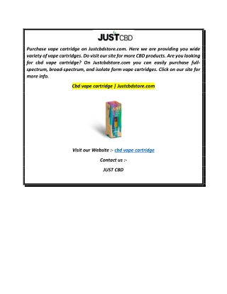 Cbd vape cartridge Justcbdstore.com