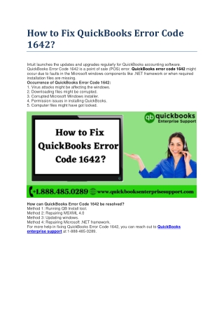 How to Fix QuickBooks Error Code 1642
