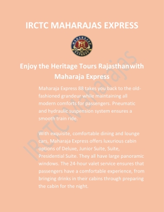 Check Maharaja Express Train Ticket Price and Routes