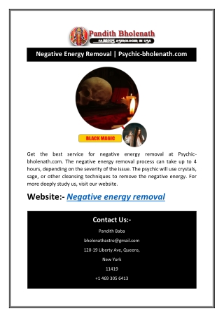 Negative Energy Removal | Psychic-bholenath.com