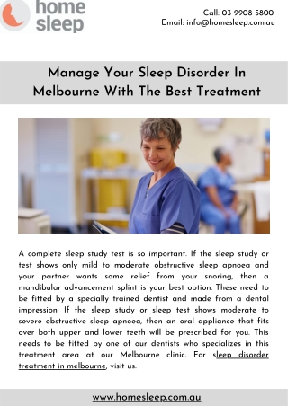 Manage Your Sleep Disorder In Melbourne With The Best Treatment