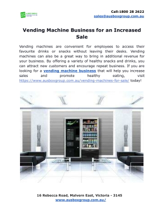 Vending Machine Business for an Increased Sale