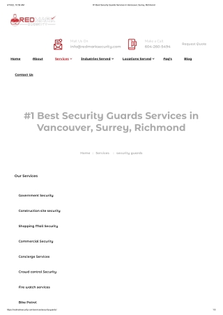 Security Guards Services in Vancouver, Surrey, Richmond - Redmarksecurity