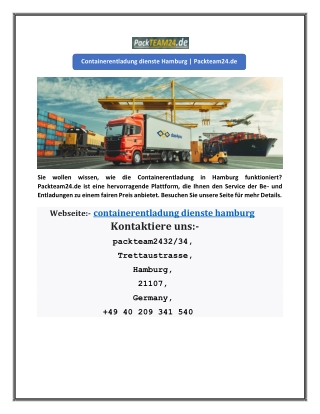 Containerentladung dienste Hamburg | Packteam24.de