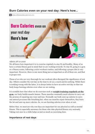 blogs.vfitnessclub.com-Burn Calories even on your rest day Heres how