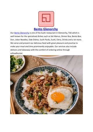 Bento Glenorchy Menu Sushi Restaurant, TAS - $5 off