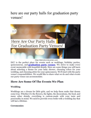 Here are our party halls for (1)-converted