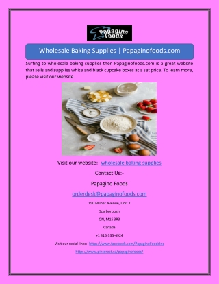 Wholesale Baking Supplies | Papaginofoods.com