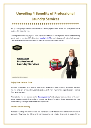 Top 4 Benefits of Professional Laundry Services