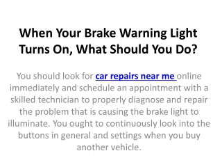 When Your Brake Warning Light Turns On, What Should You Do?