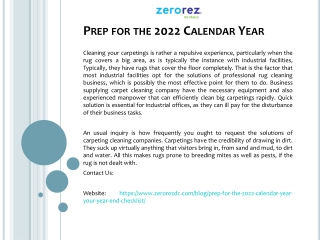Prep for the 2022 Calendar Year