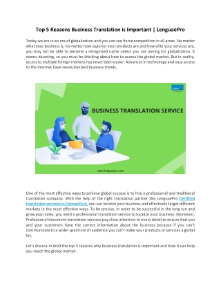 Top 5 Reasons Business Translation is Important