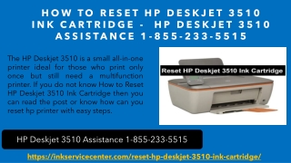 How to Reset HP Deskjet 3510 Ink Cartridge - HP Deskjet 3510 Assistance 1-855-233-5515