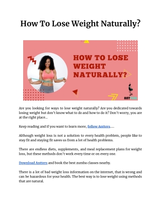 How To Lose Weight Naturally?
