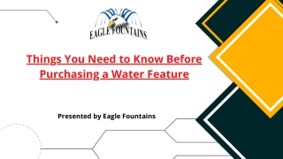 Things You Need to Know Before Purchasing a Water Feature